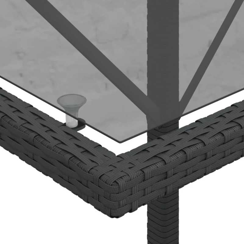 vidaXL 3-daļīgs bistro mēbeļu komplekts, matrači, melna PE rotangpalma