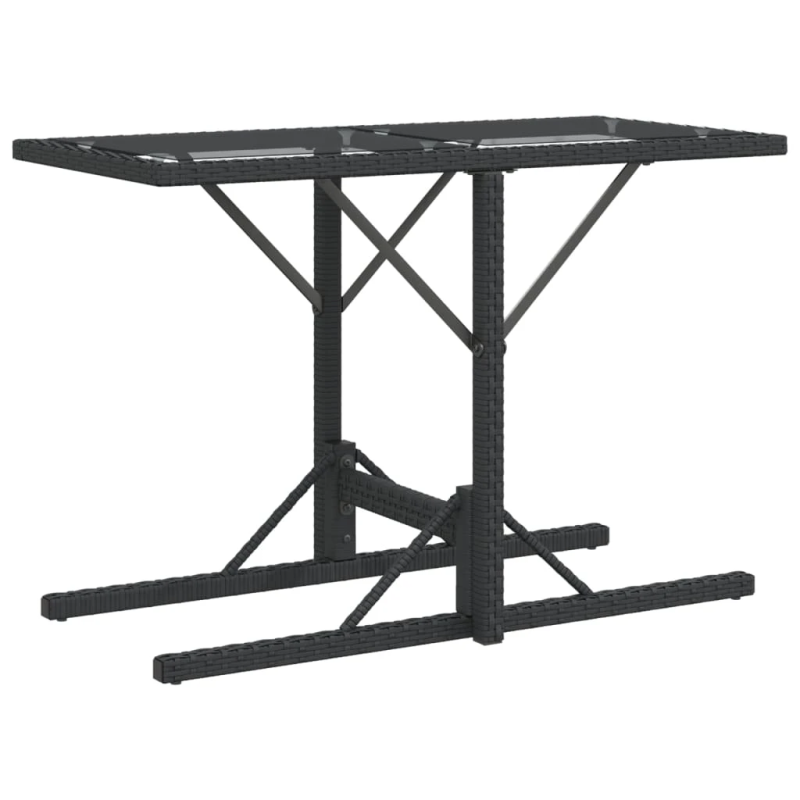 vidaXL 3-daļīgs bistro mēbeļu komplekts, matrači, melna PE rotangpalma