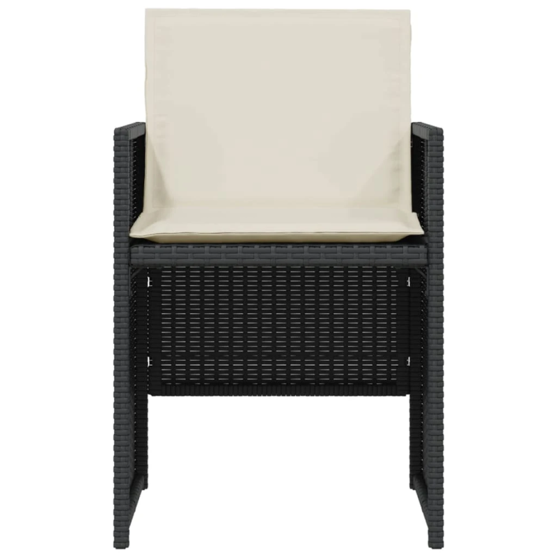 vidaXL 3-daļīgs bistro mēbeļu komplekts, matrači, melna PE rotangpalma