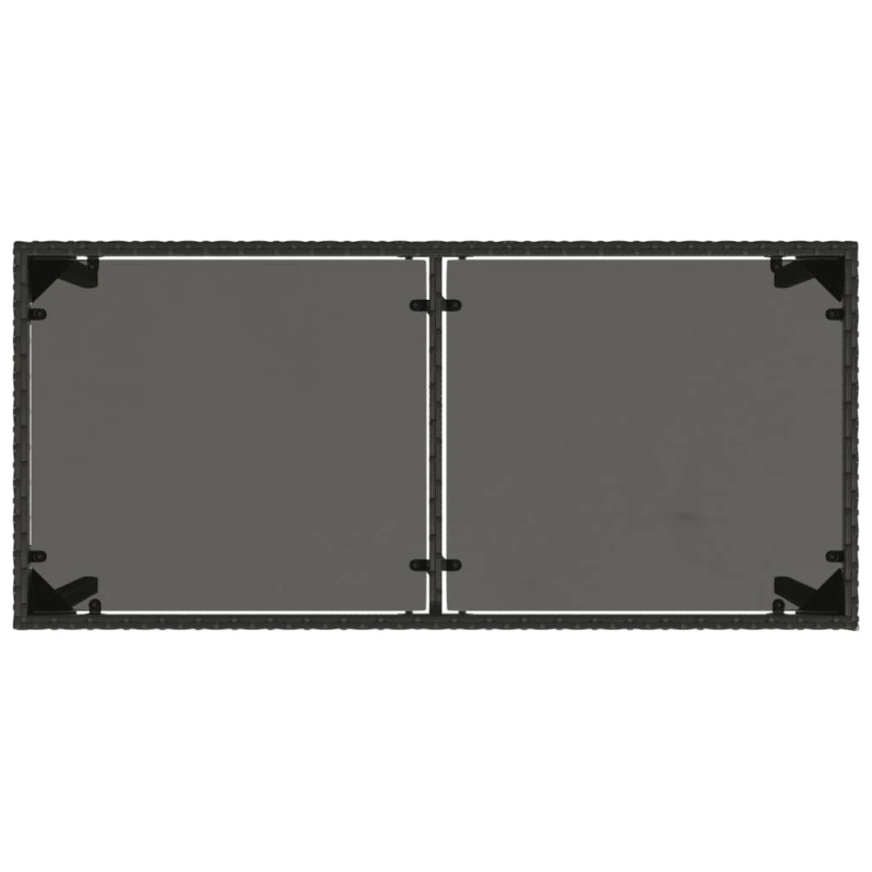 vidaXL dārza galds ar stikla virsmu, 115x54x74cm, melna PE rotangpalma