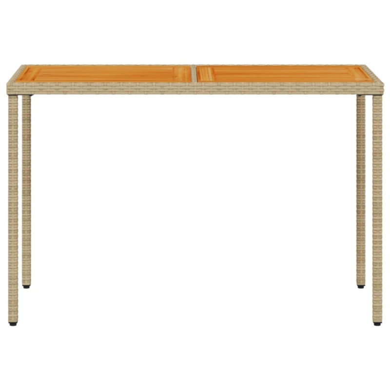 vidaXL dārza galds ar akācijas virsmu, bēšs, 115x54x74 cm, PE pinums