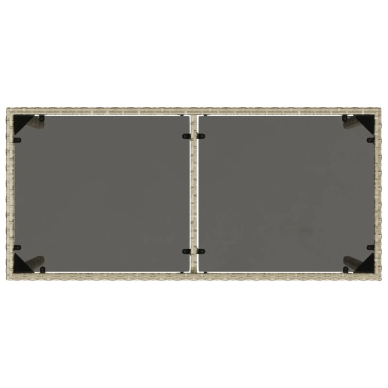 vidaXL dārza galds, stikla virsma, pelēks, 115x54x74cm, PE rotangpalma