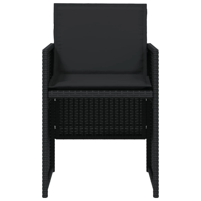 vidaXL 5-daļīgs dārza mēbeļu komplekts, matrači, melna PE rotangpalma