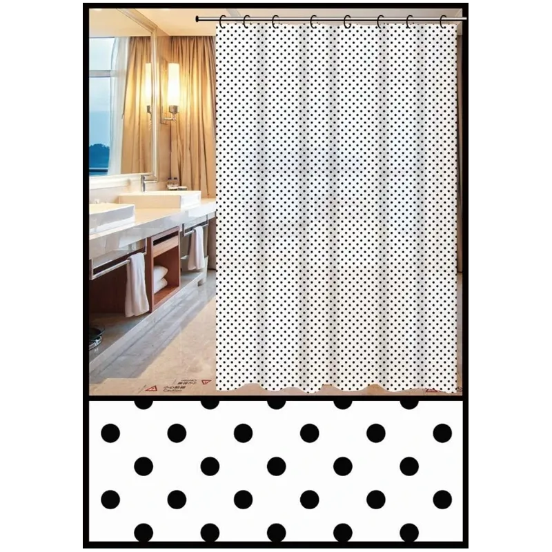 Dušas aizkars Thema Lux ZHY018-4, balta krās.-melna krās., 180 cm x 180 cm