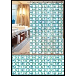 Dušo užuolaida Thema Lux ZHY035-1, mėlyna sp.-balta sp.-žalia sp., 180 cm x 180 cm