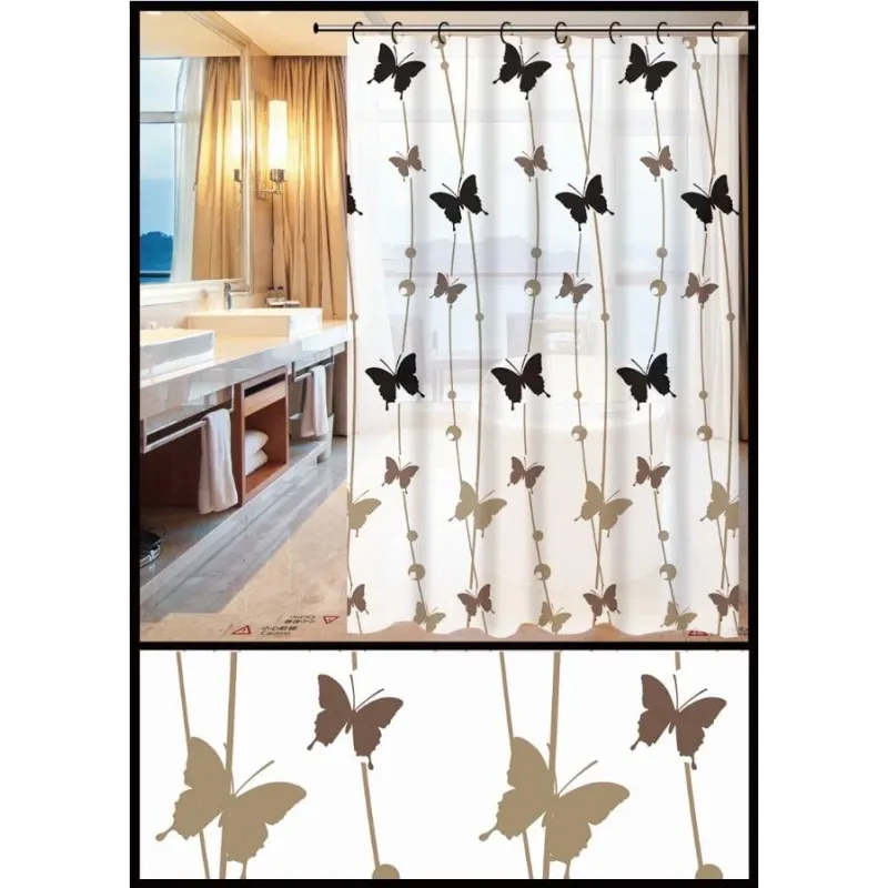 Dušas aizkars Thema Lux ZHY055-2, brūna krās.-balta krās.-melna krās., 180 cm x 180 cm