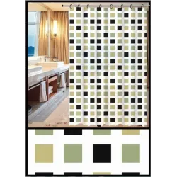 Dušo užuolaida Thema Lux ZHY074-1, balta sp.-juoda sp.-žalia sp., 180 cm x 180 cm