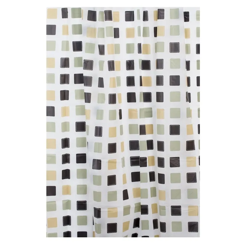 Dušas aizkars Thema Lux ZHY074-1, balta krās.-melna krās.-zaļa krās., 180 cm x 180 cm