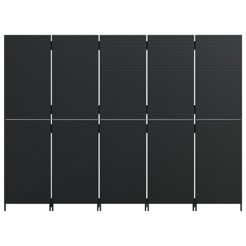 vidaXL istabas sadalītājs, 5 paneļi, melna polirotangpalma