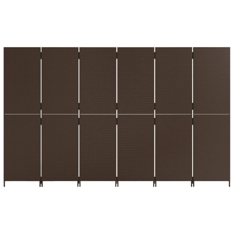 vidaXL istabas sadalītājs, 6 paneļi, brūna polirotangpalma