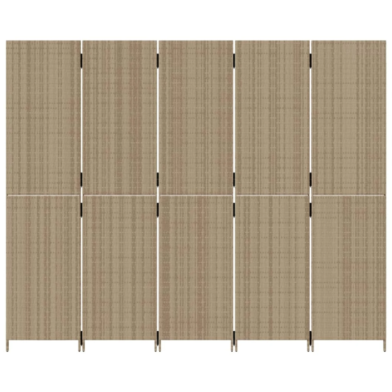 vidaXL istabas sadalītājs, 5 paneļi, bēša polirotangpalma