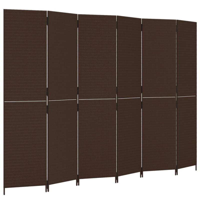 vidaXL istabas sadalītājs, 6 paneļi, brūna polirotangpalma