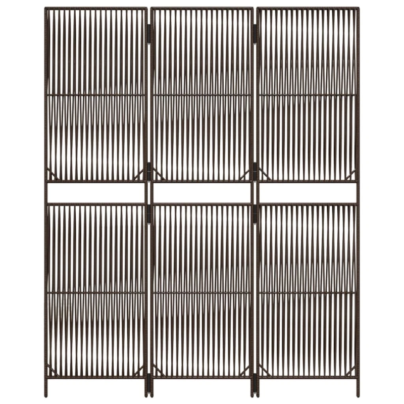 vidaXL istabas sadalītājs, 3 paneļi, brūna polirotangpalma