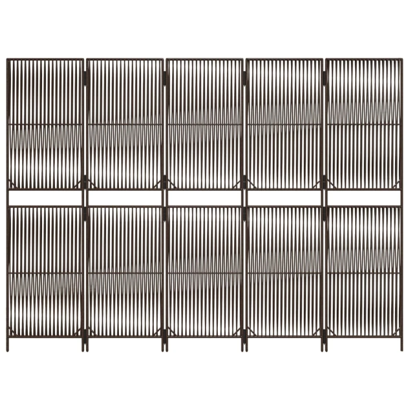 vidaXL istabas sadalītājs, 5 paneļi, brūna polirotangpalma