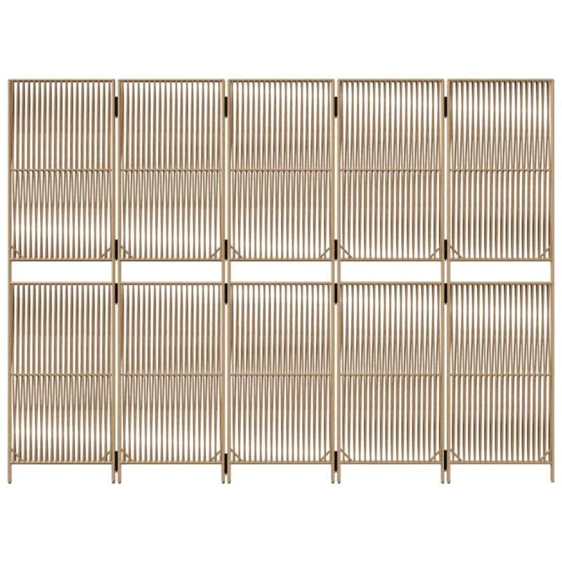 vidaXL istabas sadalītājs, 5 paneļi, bēša polirotangpalma