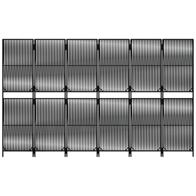 vidaXL istabas sadalītājs, 6 paneļi, melna polirotangpalma