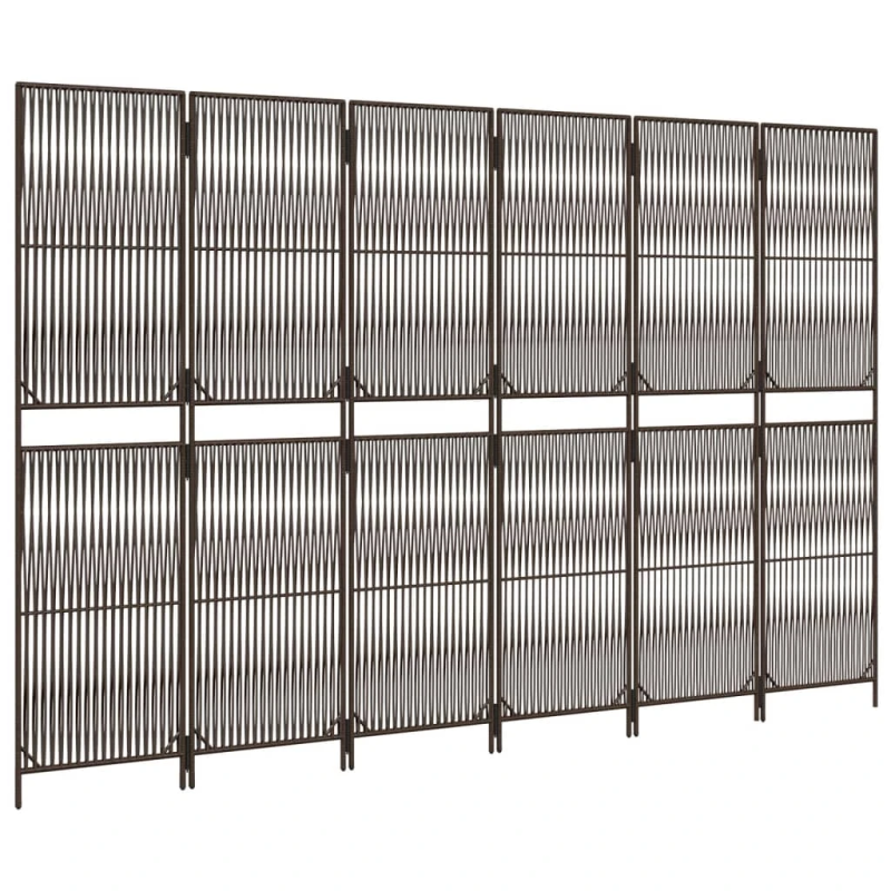 vidaXL istabas sadalītājs, 6 paneļi, brūna polirotangpalma