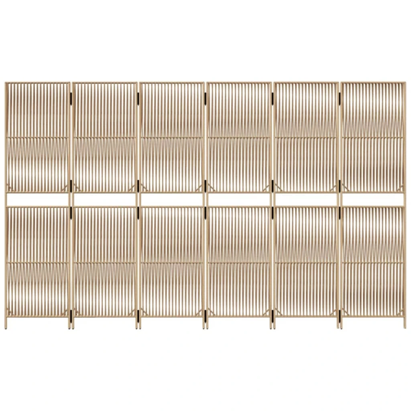 vidaXL istabas sadalītājs, 6 paneļi, bēša polirotangpalma