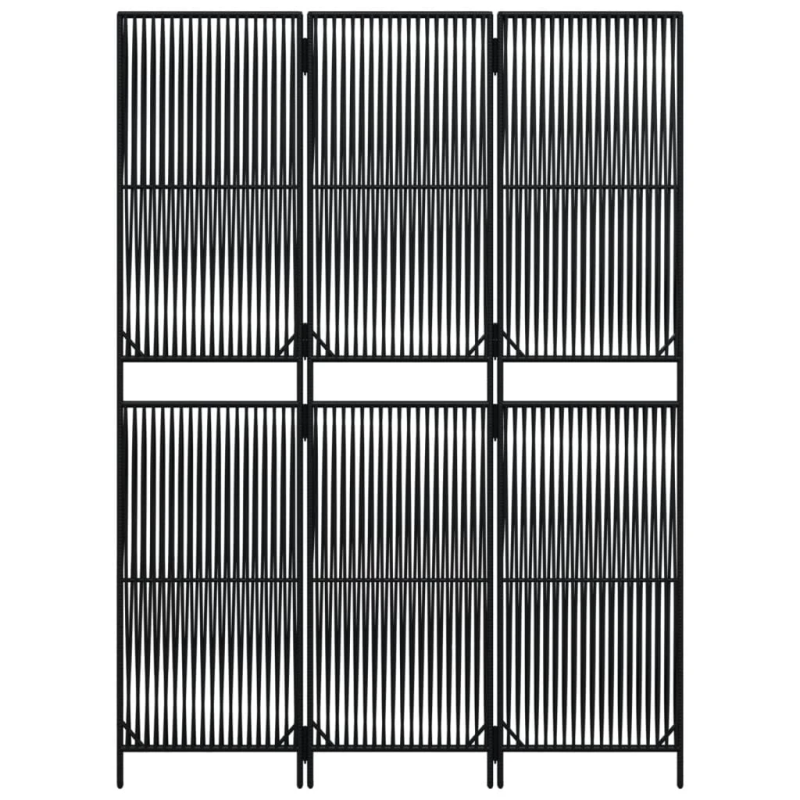 vidaXL istabas sadalītājs, 3 paneļi, melna polirotangpalma