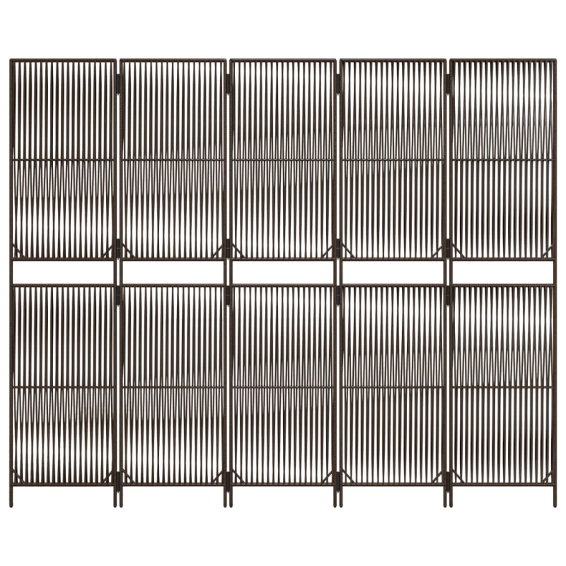 vidaXL istabas sadalītājs, 5 paneļi, brūna polirotangpalma