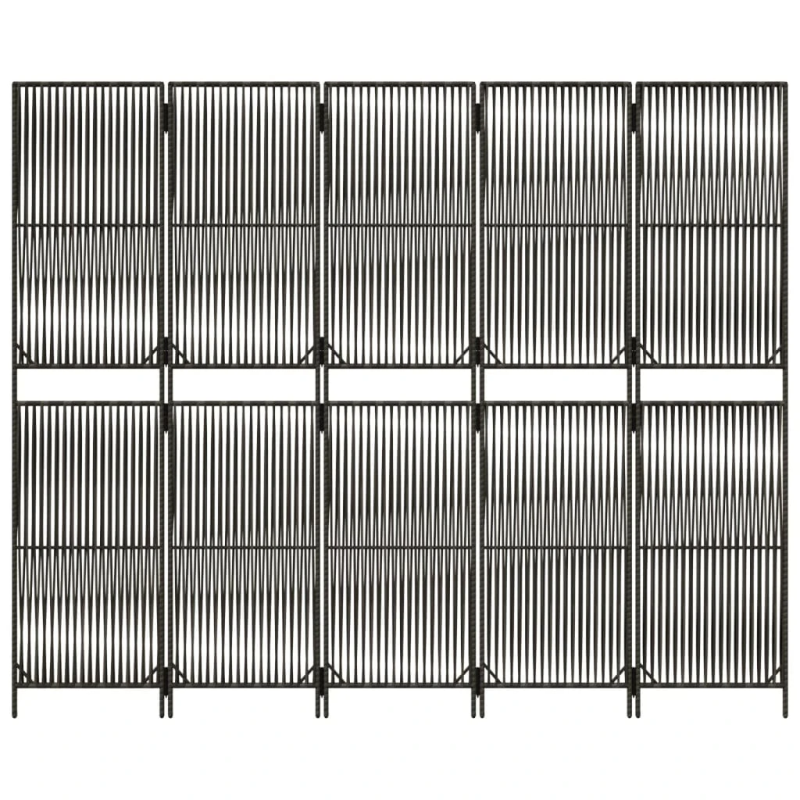 vidaXL istabas sadalītājs, 5 paneļi, pelēka polirotangpalma