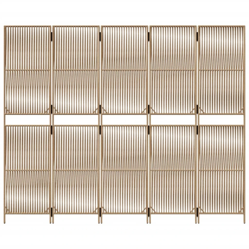 vidaXL istabas sadalītājs, 5 paneļi, bēša polirotangpalma