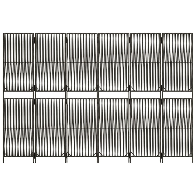 vidaXL istabas sadalītājs, 6 paneļi, pelēka polirotangpalma