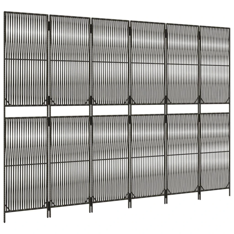 vidaXL istabas sadalītājs, 6 paneļi, pelēka polirotangpalma