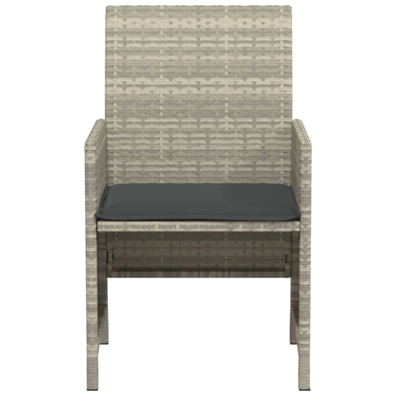 vidaXL 3-daļīgs bistro mēbeļu komplekts, matrači,pelēka PE rotangpalma