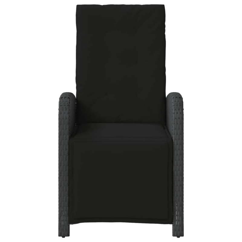 vidaXL dārza krēsli ar kāju balstu, 2 gab., melna PE rotangpalma