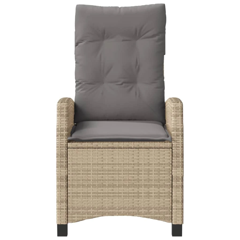 vidaXL atgāžami dārza krēsli, 2 gab., matrači, bēša PE rotangpalma