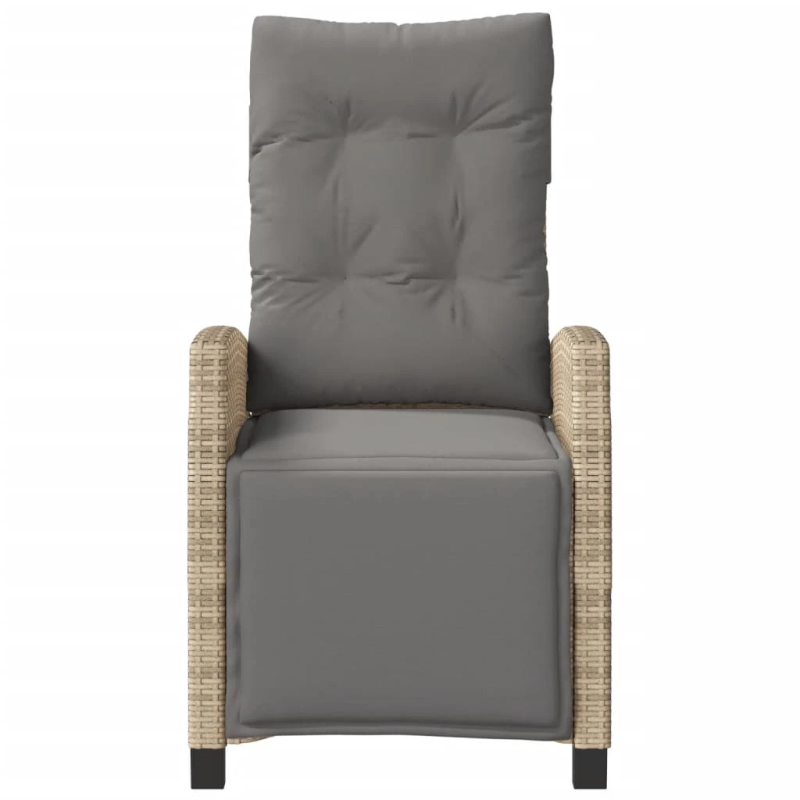 vidaXL atgāžams dārza krēsls ar kāju balstu, bēša PE rotangpalma