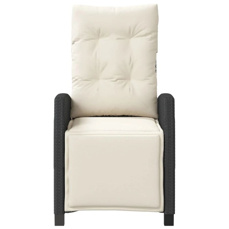 vidaXL dārza krēsli ar kāju balstu, 2 gab., melna PE rotangpalma