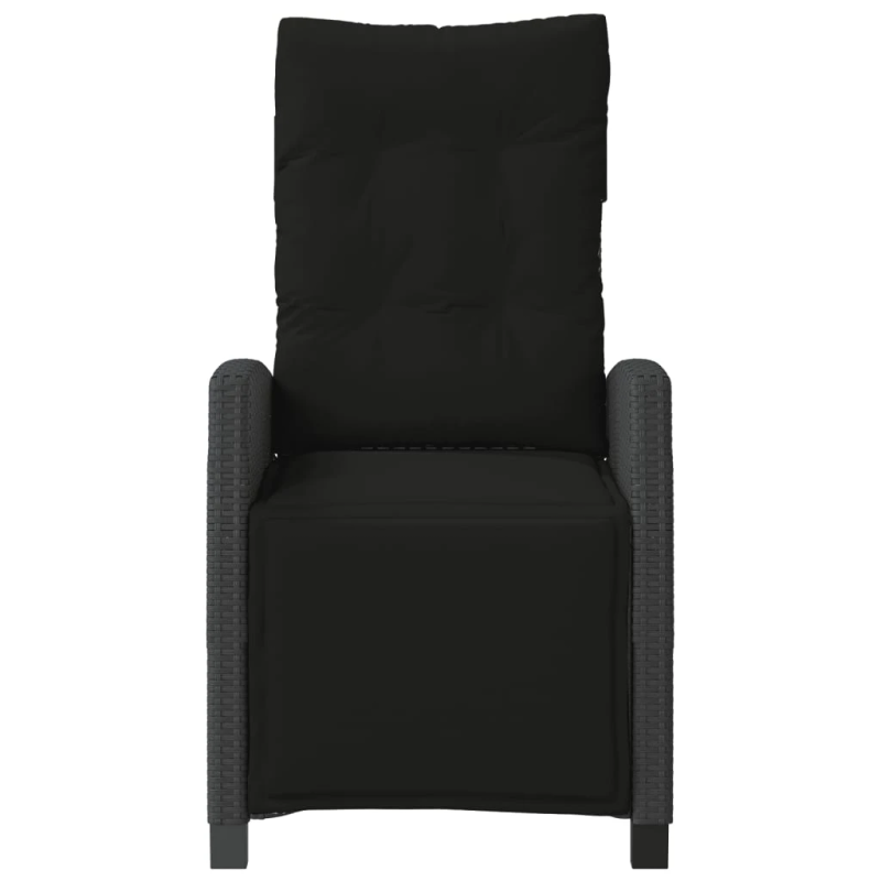 vidaXL dārza krēsli ar kāju balstu, 2 gab., melna PE rotangpalma