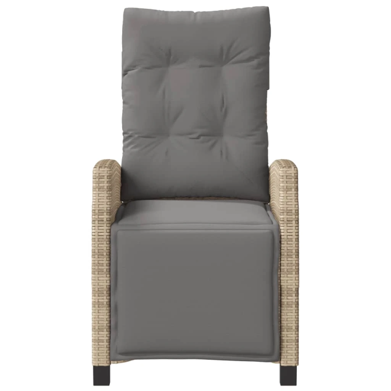 vidaXL dārza krēsli ar kāju balstu, 2 gab., bēša PE rotangpalma