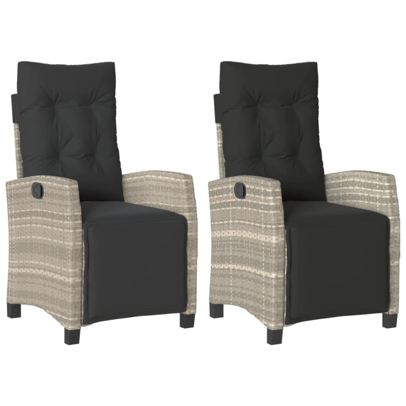 vidaXL dārza krēsli ar kāju balstu, 2gab., gaiši pelēka PE rotangpalma