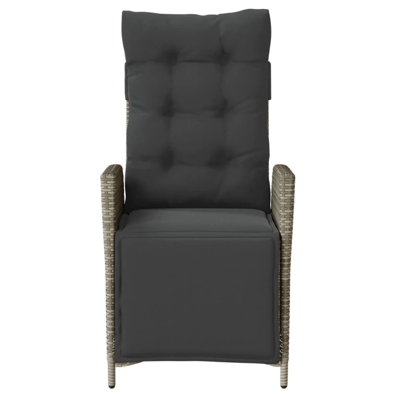 vidaXL atgāžams dārza krēsls ar kāju balstu, pelēka PE rotangpalma