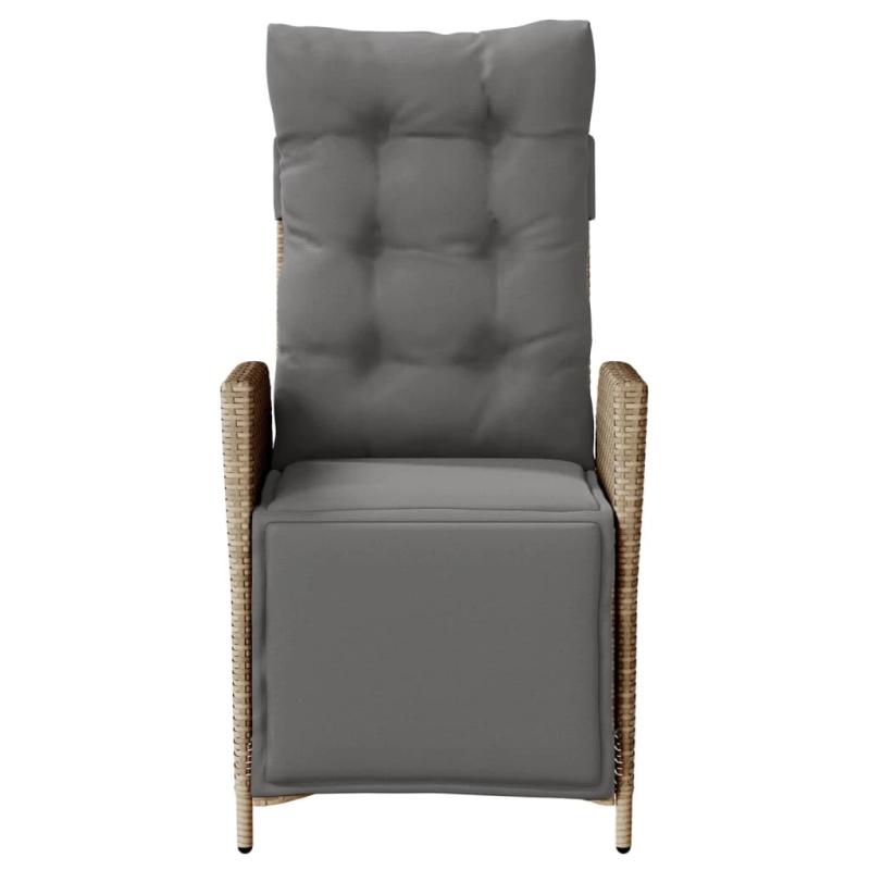 vidaXL atgāžams dārza krēsls ar kāju balstu, bēša PE rotangpalma