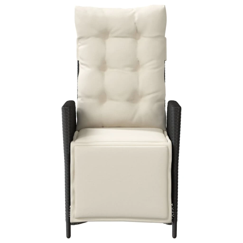 vidaXL dārza krēsli ar kāju balstu, 2 gab., melna PE rotangpalma