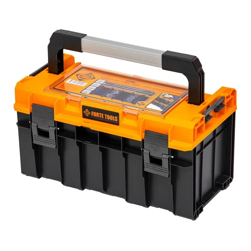 Instrumentu kaste Forte Tools SKRQPRO500POMLT002, 45 cm x 26 cm x 24 cm, melna krās.-dzeltena krās.