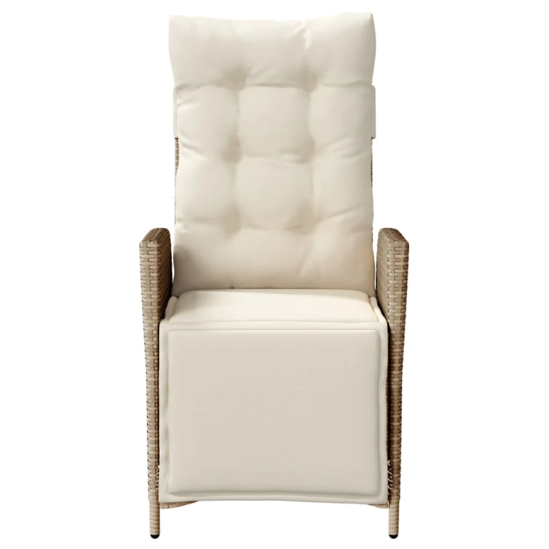 vidaXL dārza krēsli ar kāju balstu, 2 gab., bēša PE rotangpalma