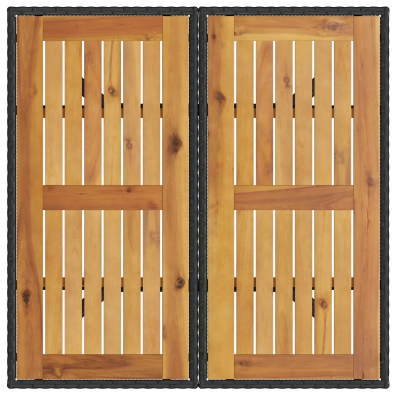 vidaXL dārza galds ar akācijas virsmu, melns, 80x80x75 cm, PE pinums