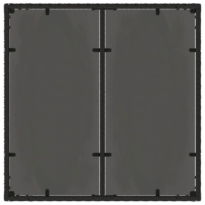 vidaXL dārza galds ar stikla virsmu, 90x90x75 cm, melna PE rotangpalma