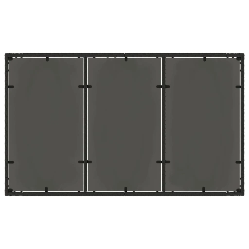 vidaXL dārza galds, stikla virsma, melns, 150x90x75 cm, PE rotangpalma