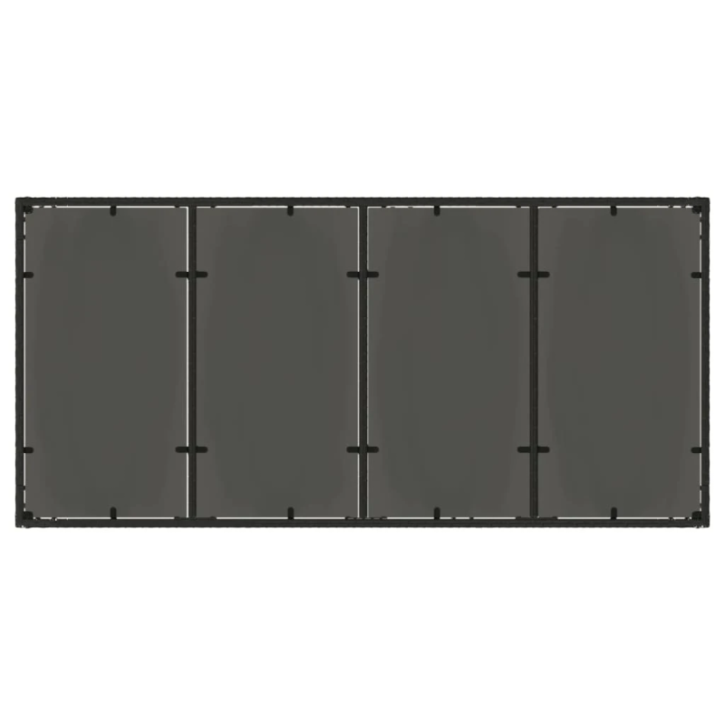 vidaXL dārza galds ar stikla virsmu, 190x90x75cm, melna PE rotangpalma