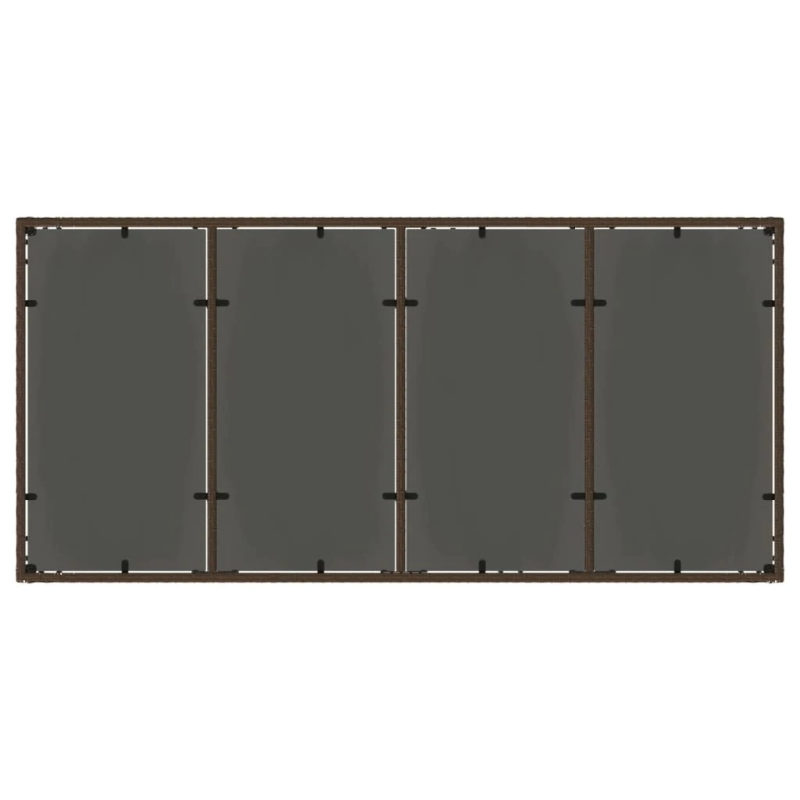 vidaXL dārza galds, stikla virsma, brūns, 190x90x75 cm, PE rotangpalma