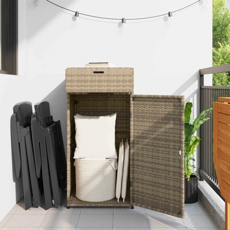 vidaXL dārza skapis, bēšs, 55x55x111 cm, PE rotangpalma