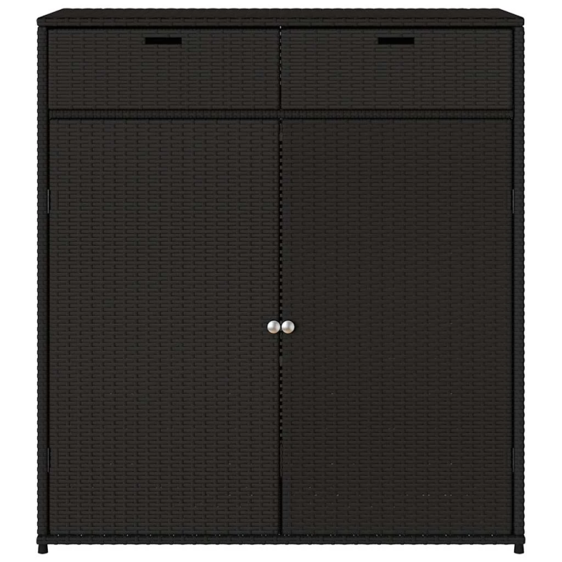 vidaXL dārza skapis, melns, 105x55x113 cm, PE rotangpalma