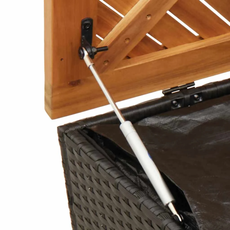 vidaXL dārza kaste, melna, 220x50x54 cm, PE rotangpalma, akācija