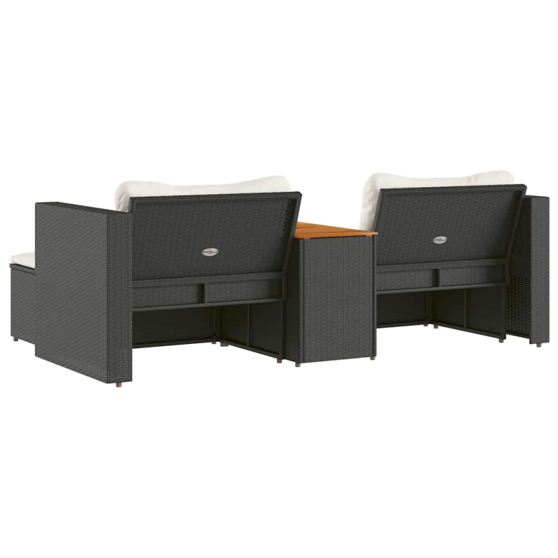 vidaXL 5-daļīgs dārza dīvānu komplekts, matrači, melna PE rotangpalma